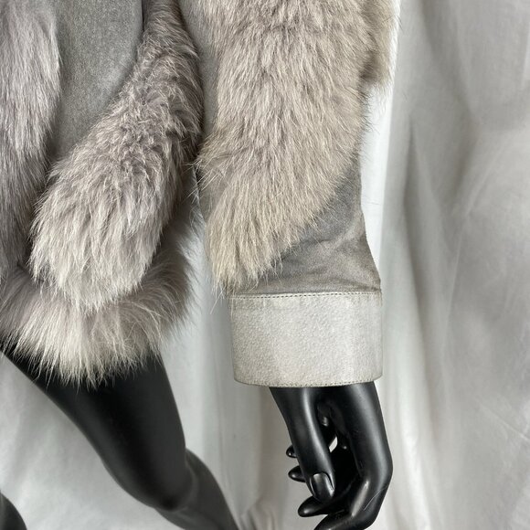 Vintage GRAY FOX FUR & SUEDE LEATHER JACKET Coat size Small Mob Wife 70s 80s - Picture 11 of 16